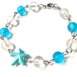 Handmade New Blue & Transparent Starfish Bracelet Women Gift Summer Wedding